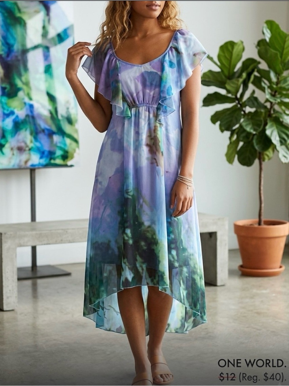 One World watercolor dress